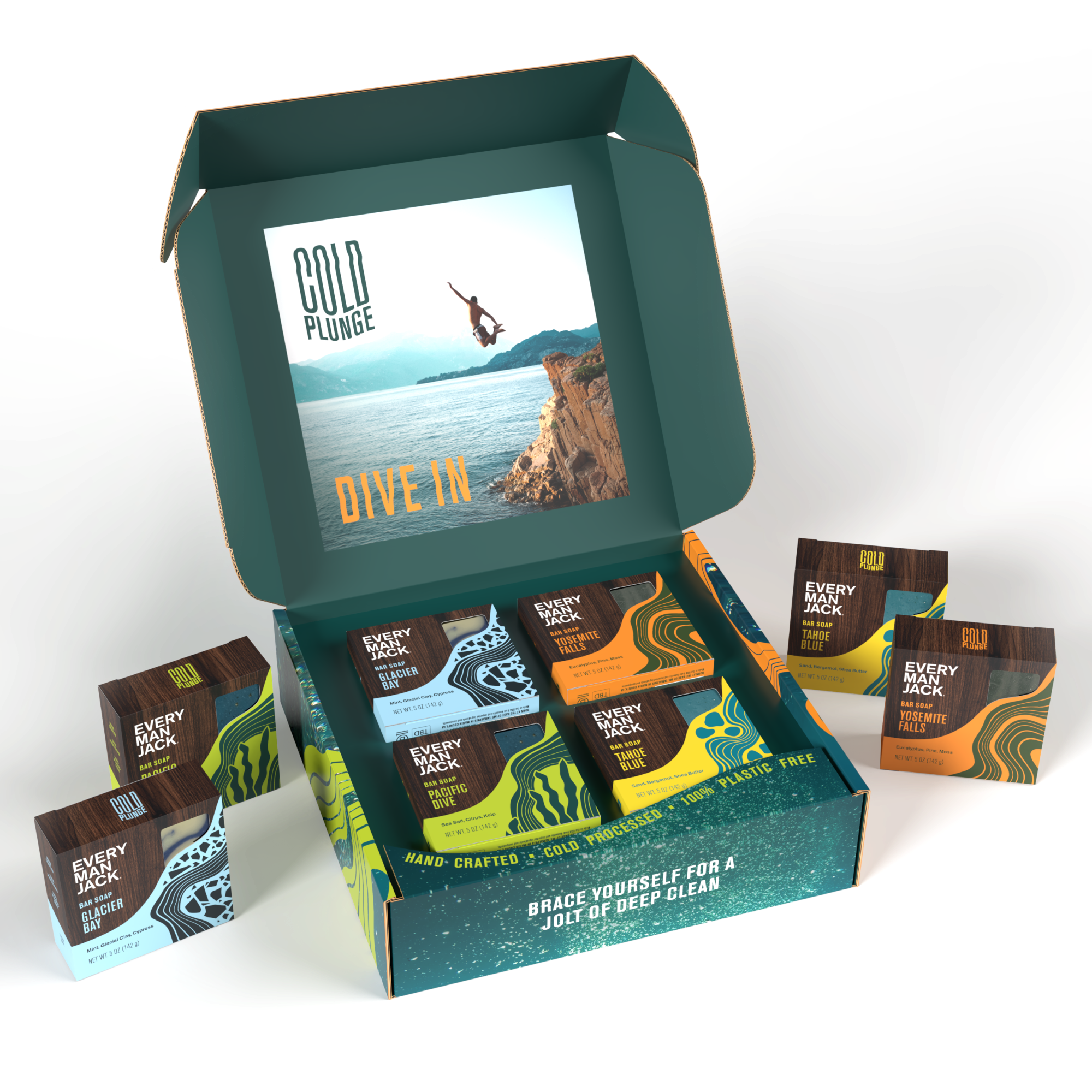 Cold Plunge Kit 8 Pack with a scenic background and text 'DIVE IN'