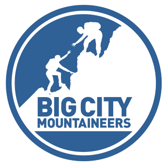 Logo of Big City Mountaineers featuring two climbers and the text 'BIG CITY MOUNTAINEERS'.