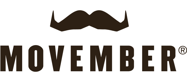 Movember logo with a mustache and the word 'MOVEMBER' underneath.