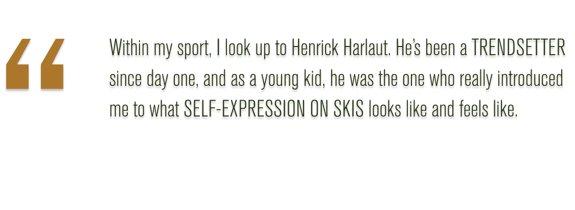 Quote from Alex Hackel about his mentor's influence on self-expression in skiing.