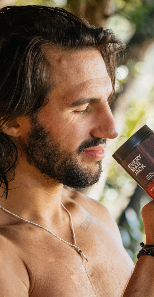 Every Man Jack model smells a Antiperspirant + Deodorant Stick