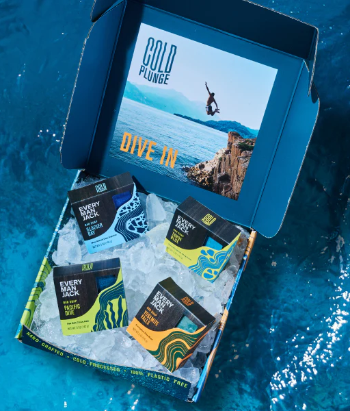 Cold Plunge bar soap gift box floating in water