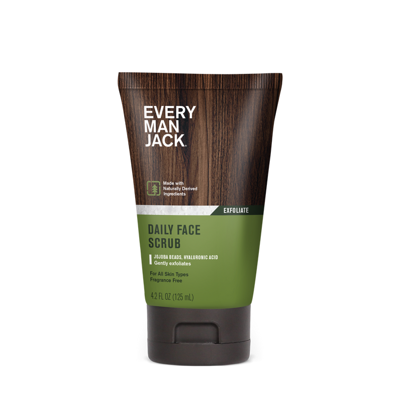 Every Man Jack Daily Face Scrub with Jojoba Beads and Hyaluronic Acid, fragrance free, 4.2 fl oz (125 mL)