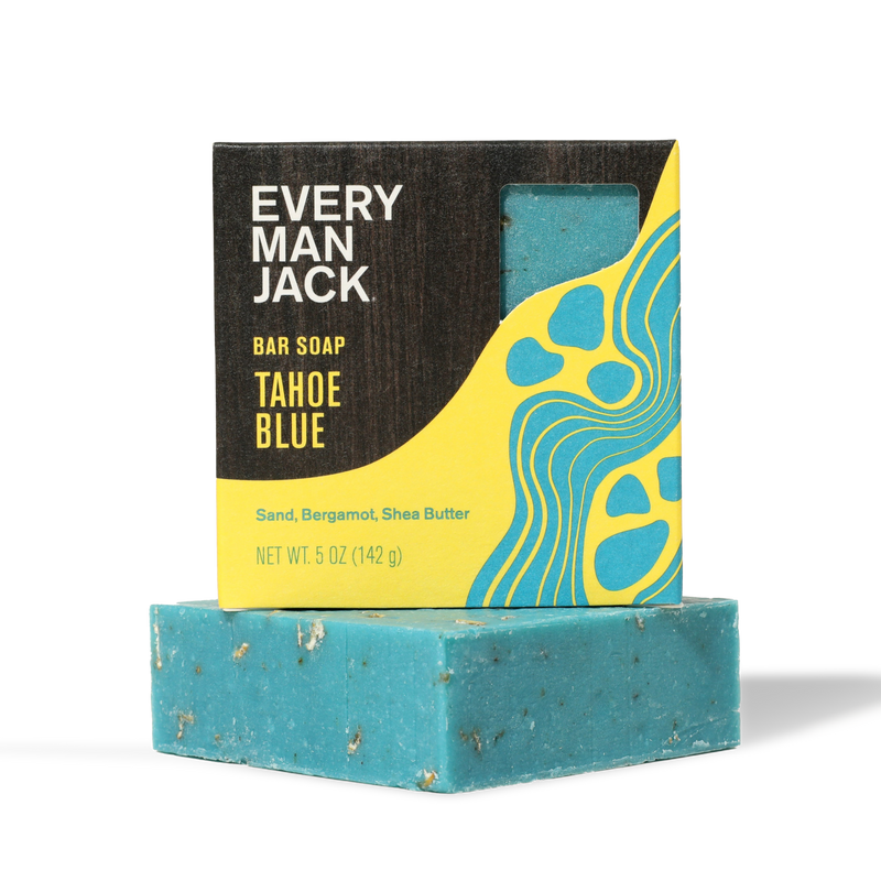 EVERY MAN JACK BAR SOAP TAHOE BLUE — Sand, Bergamot, Shea Butter — NET WT. 5 OZ (142 g)