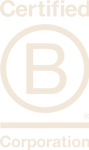 Certified B Corporation logo on a beige background
