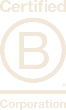 Certified B Corporation logo on a beige background