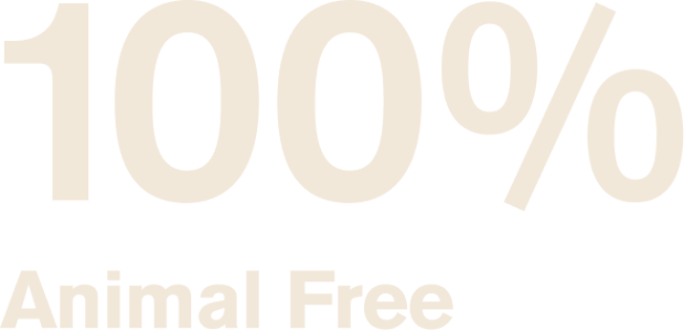 Stat graphic showing 100% Animal Free claim
