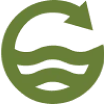 Icon representing sustainability with water and recycling arrows
