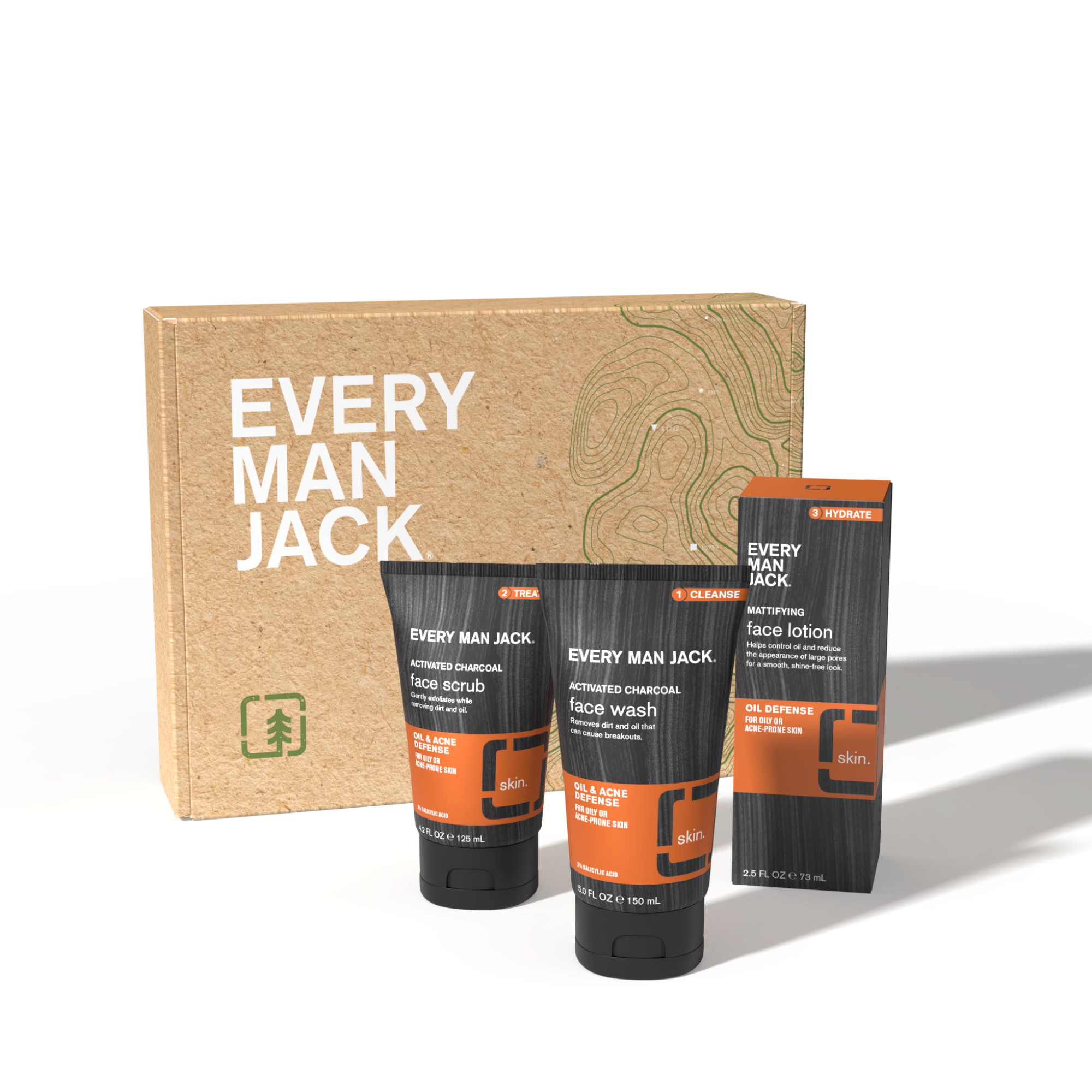 Oil Defense Set for Men's Oily, Acne-Prone Skin