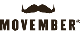 Movember logo with a mustache and the word 'MOVEMBER' underneath.